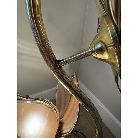 1970s Decorative Table Lamp Lotus Flower Italian Design Gold Metal Crystal RARE - Picture 5 of 13